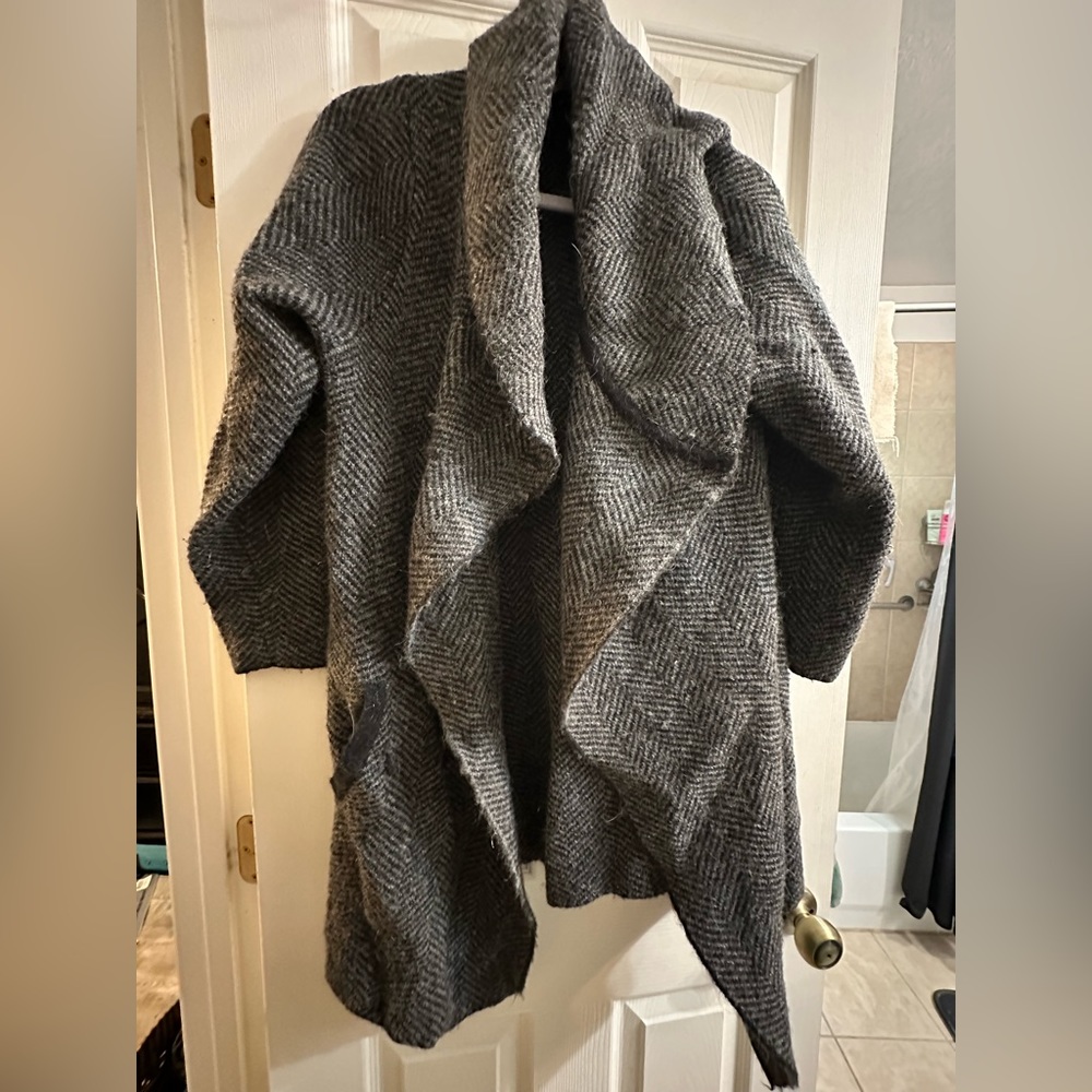 Cozy, knitted waterfall neckline cardigan